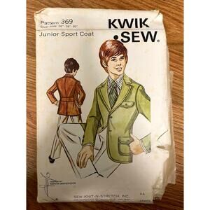 UNCUT Vintage 1970s Kwik Sew 369 Sewing Pattern Size 26 28 30 Sport Coat